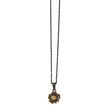 Sterling Silver Flower Pendant Necklace with Black and Gold Plating and Zircon