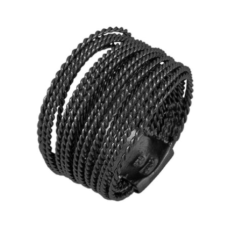 Black Rhodium-Plated Sterling Silver Cable Ring