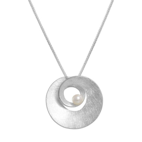 Sterling Silver Swirl Pendant Necklace with Cultured Pearl