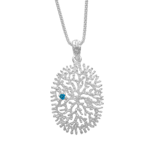 Sterling Silver Necklace with Zircon Accent