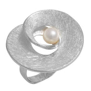 Handmade Sterling Silver Ring with Silver Plating and Pearl