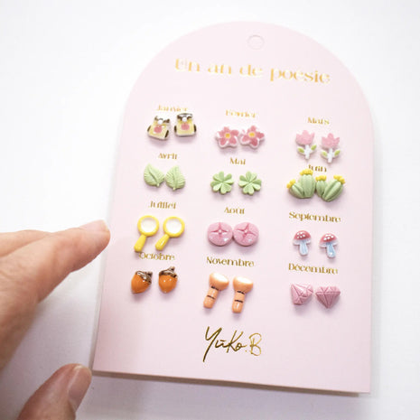 Yuko-B Kids Stud Earrings Set – “June” Ceramic Collection (12 Pairs)