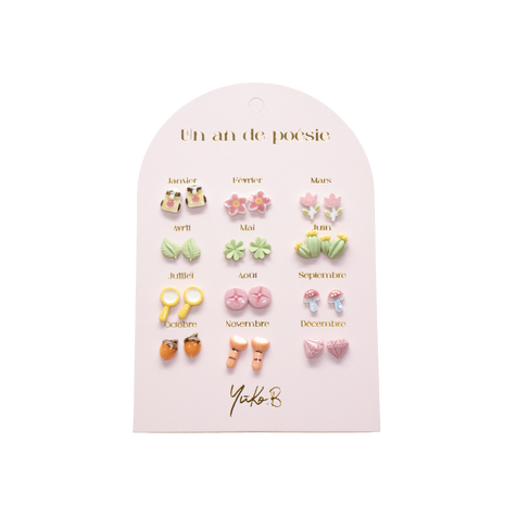 Yuko-B Kids Stud Earrings Set – “Little Explorers” Ceramic Collection (12 Pairs)