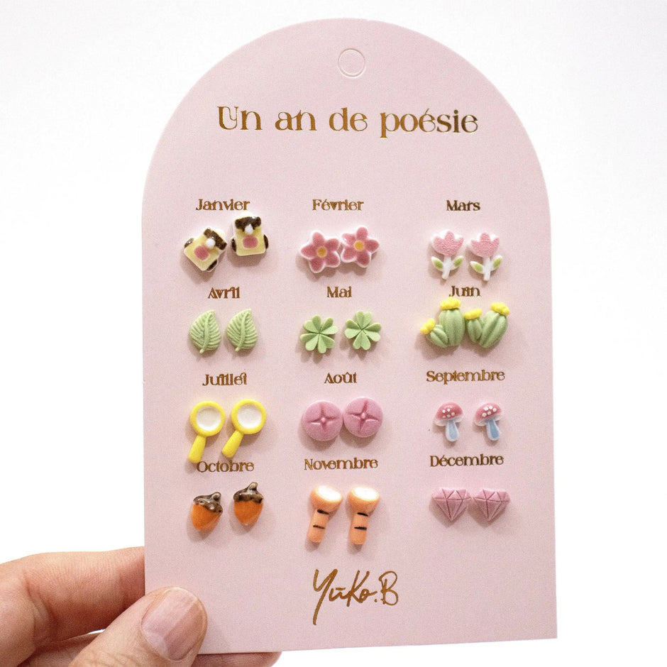 Yuko-B Kids Stud Earrings Set – “Little Explorers” Ceramic Collection (12 Pairs)