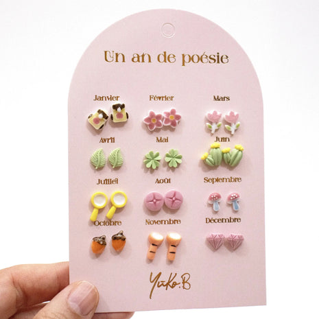 Yuko-B Kids Stud Earrings Set – “Little Explorers” Ceramic Collection (12 Pairs)