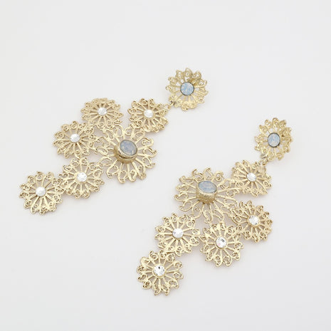 Triana Brass Earrings with Sapphire Light Opal Crystal