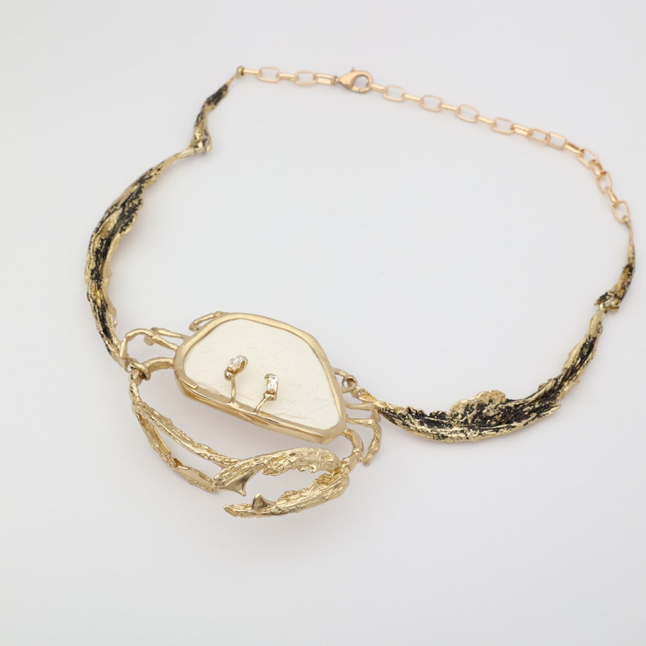 Crasta Brass Necklace with Ivory Resin & Black Oxidation