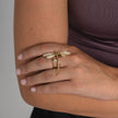 Buzz Brass Ring with White Enamel & Creamrose Light Pearl