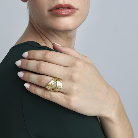 Novel Ring – Handmade Brass Statement Ring | Kalliope Jewelry
