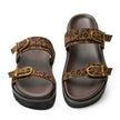 Brown PU Leather Sandals with Buckle Straps