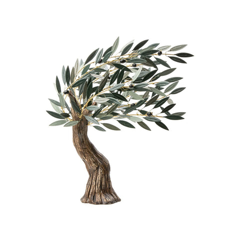 Handmade Windswept Olive Tree Sculpture with Ceramic Olives