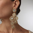 Triana Brass Earrings with Sapphire Light Opal Crystal