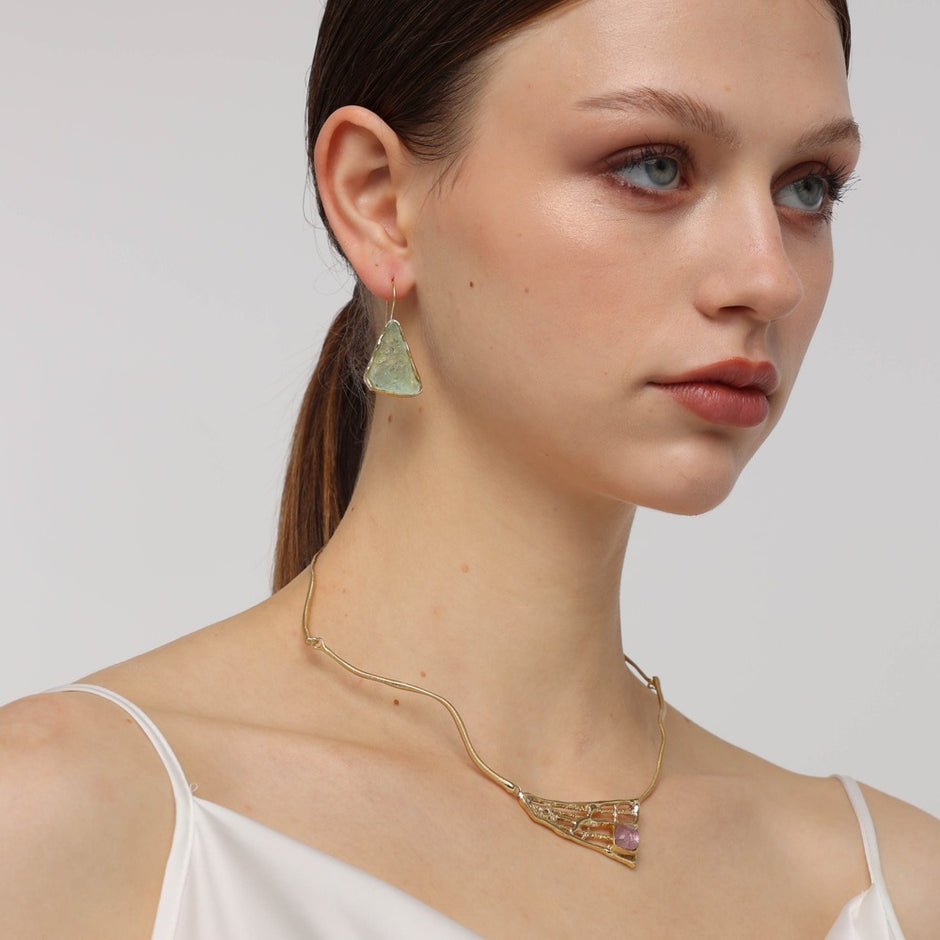 Mesh Shine Sculptural Necklace
