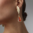Evo Brass Earrings with Aqua & Brown Resin