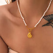 Pearl Necklace with Gold-Plated Shell Pendant