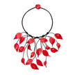 Red Leather Leaves Statement Necklace