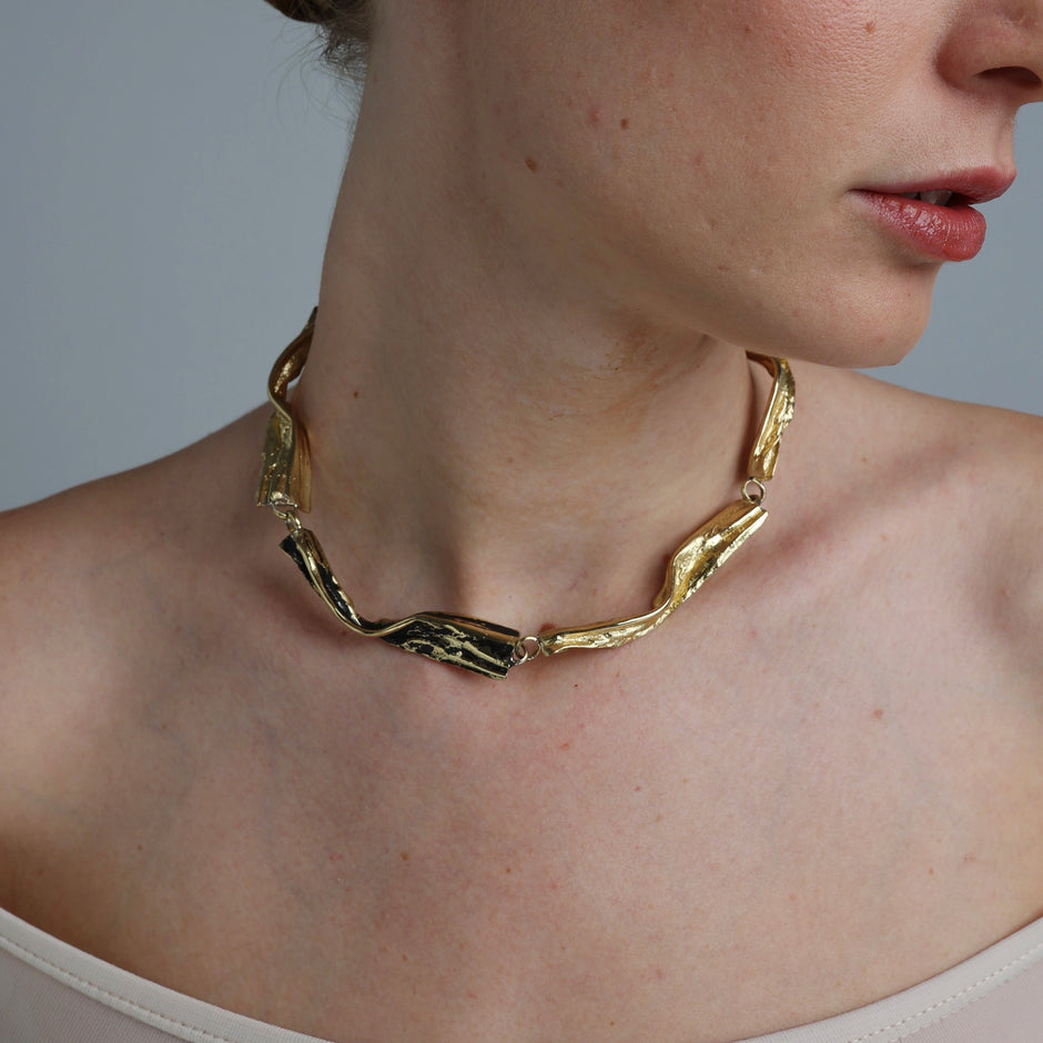 Bronze Sculptural Collar Necklace