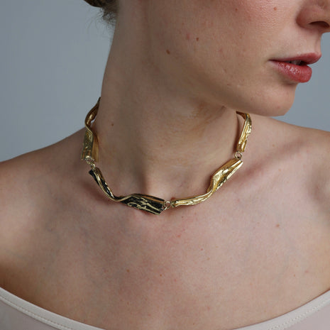 Bronze Sculptural Collar Necklace