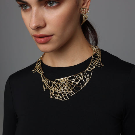 Layer Brass Sculptural Necklace – Handmade in Greece