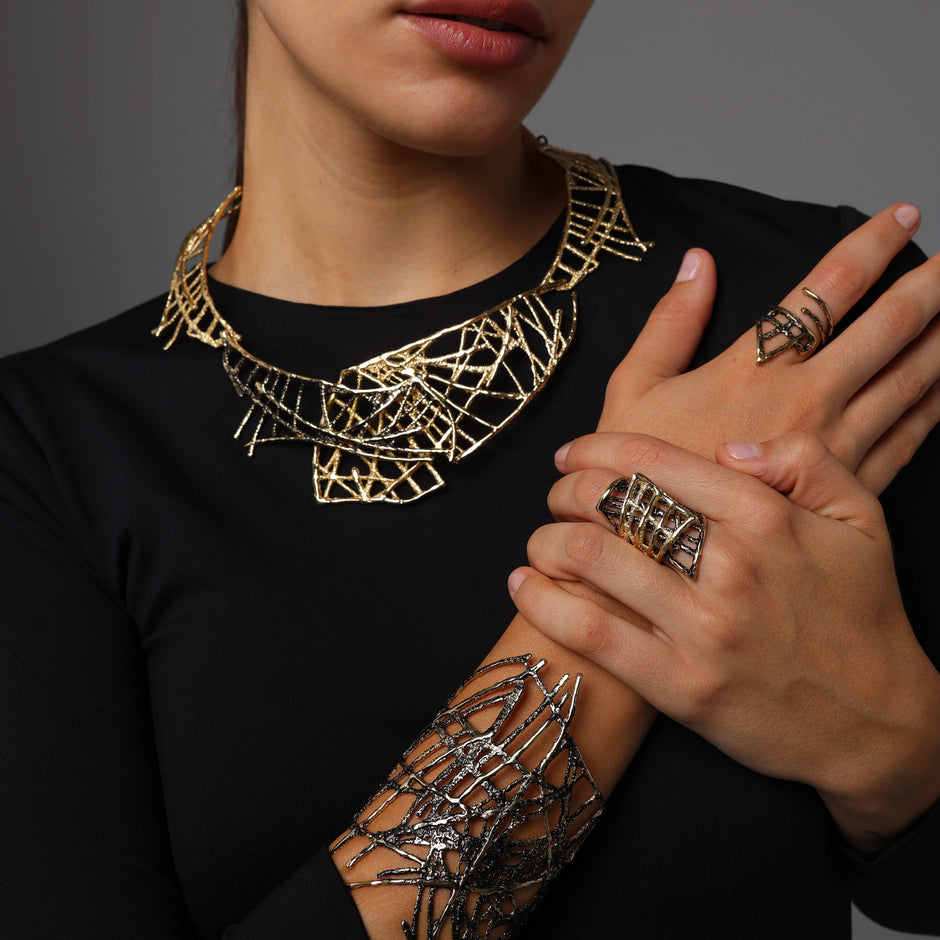 Layer Brass Sculptural Necklace – Handmade in Greece