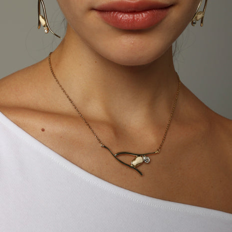 Flow Necklace – Bronze with Aqua or Violet Resin & Crystals