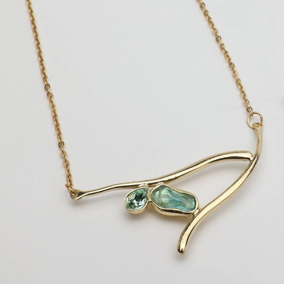 Flow Sculptural Resin and Crystal Necklace