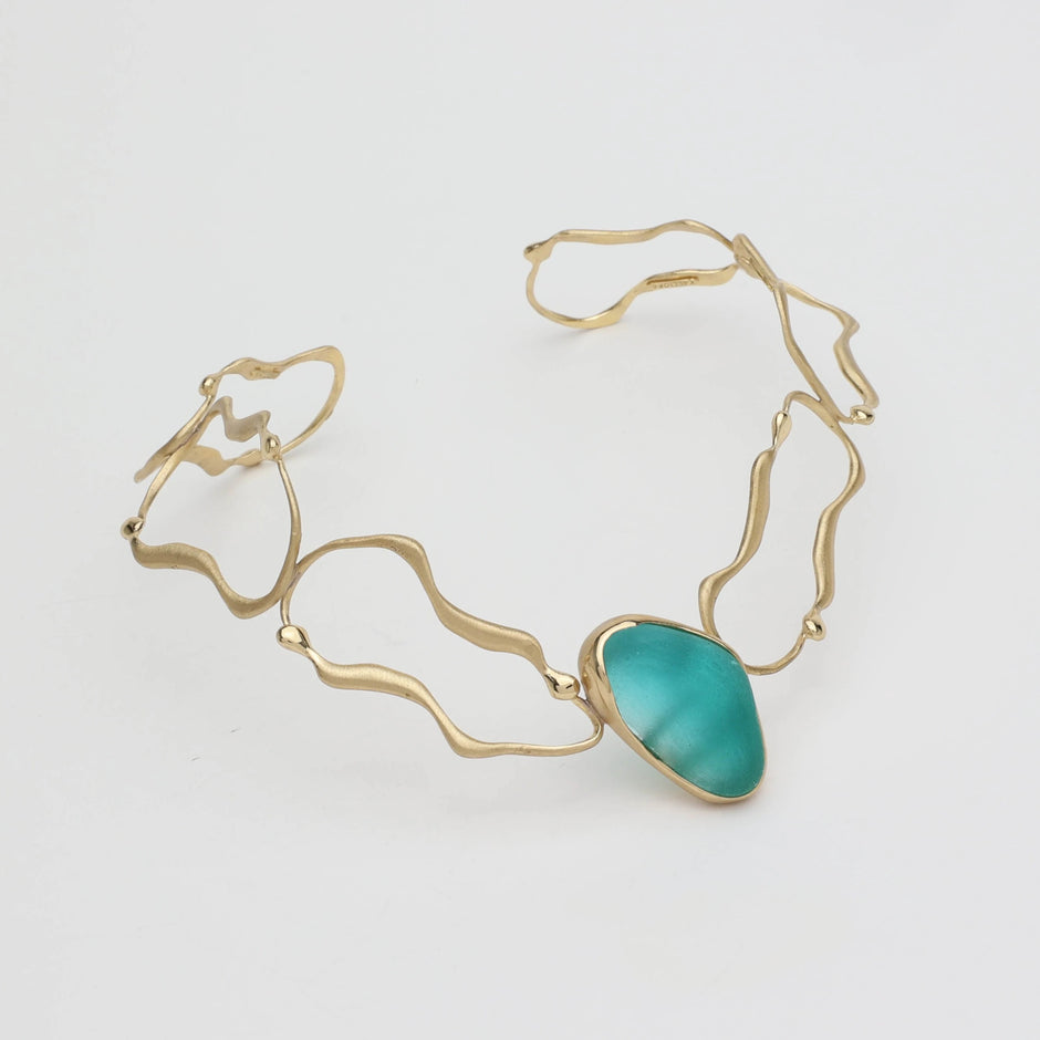 Oceantear Necklace – Bronze & Marine Resin Statement Collar