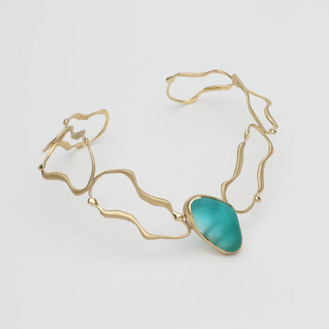Oceantear Necklace – Bronze & Marine Resin Statement Collar