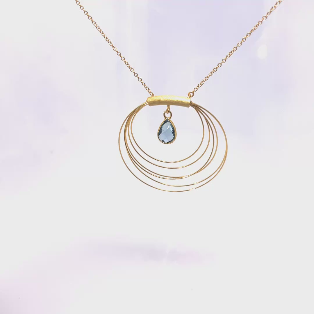 Φόρτωση βίντεο: Halo Drops Necklace – Gold-Plated Silver with Swiss Blue Topaz