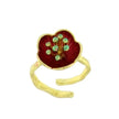 Bronze Ring with Red Enamel Flower