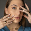 Bronze Chain-Style Ring with Cushion-Cut Crystal