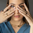 Bronze Chain-Style Ring with Cushion-Cut Crystal