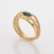 Enotia 18 K gold ring with blue-green tourmaline and diamond – handmade in Greece