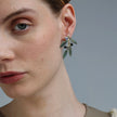 Olivine Earrings – Bronze with Green Oxidation & AB Crystal