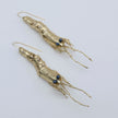 Sculptural Bronze Shrimp Earrings with Cranberry Pearls – Handmade in Greece