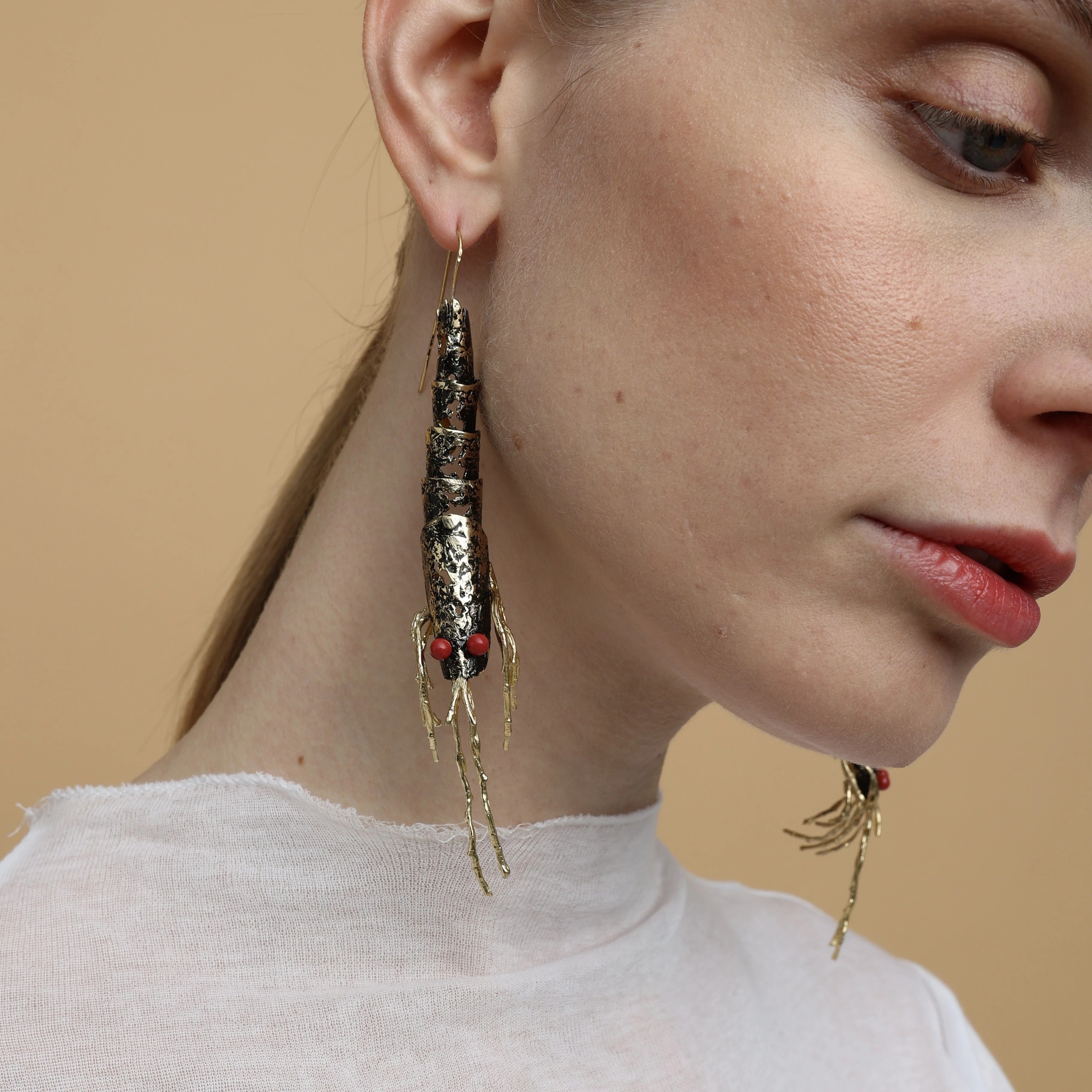 Shrimp Earrings – Bronze Statement Jewelry