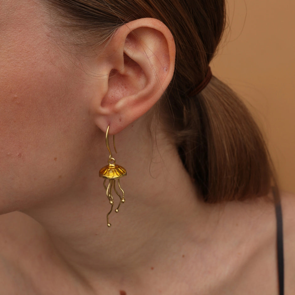 Jellyfish Sculptural Enamel Drop Earrings