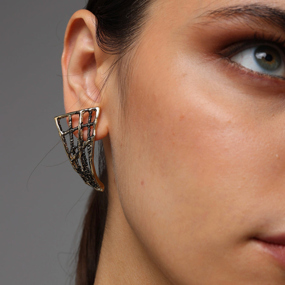 Finn Architectural Net Sculptural Stud Earrings