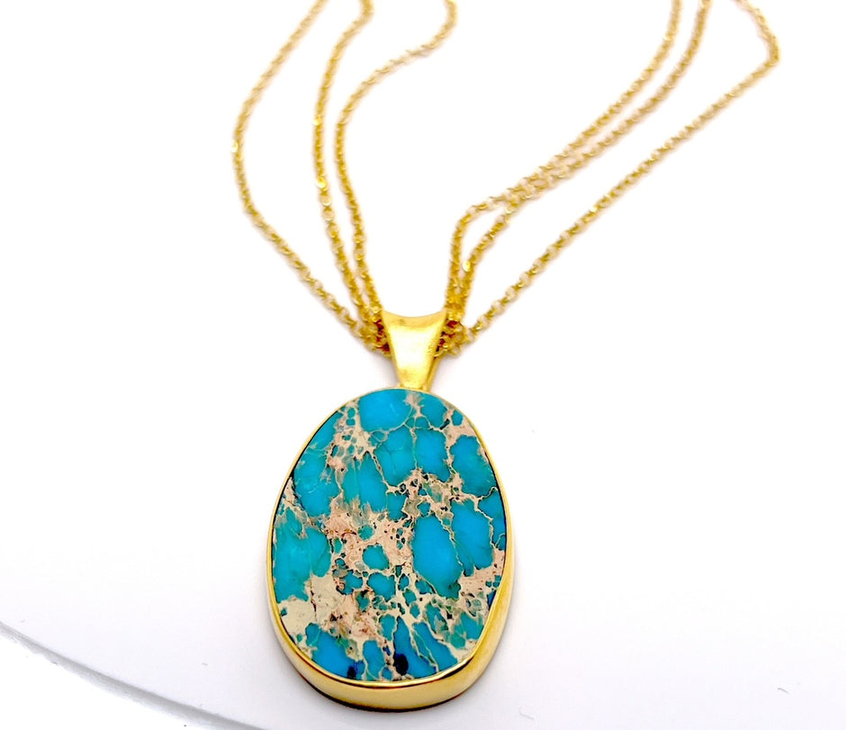 Gold Vermeil Pendant Necklace with Turquoise-Opal