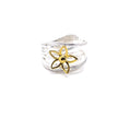 925 Sterling Silver Floral Statement Ring with Gold-Plated Bloom