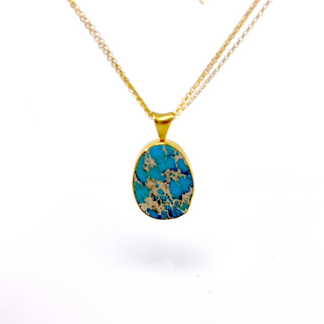 Handmade gold vermeil necklace with turquoise-opal pendant – ENOTIA