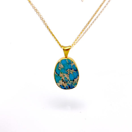 Handmade gold vermeil necklace with turquoise-opal pendant – ENOTIA