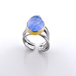 “Handmade sterling silver ring with faceted blue agate and gold-plated bezel – ENOTIA”