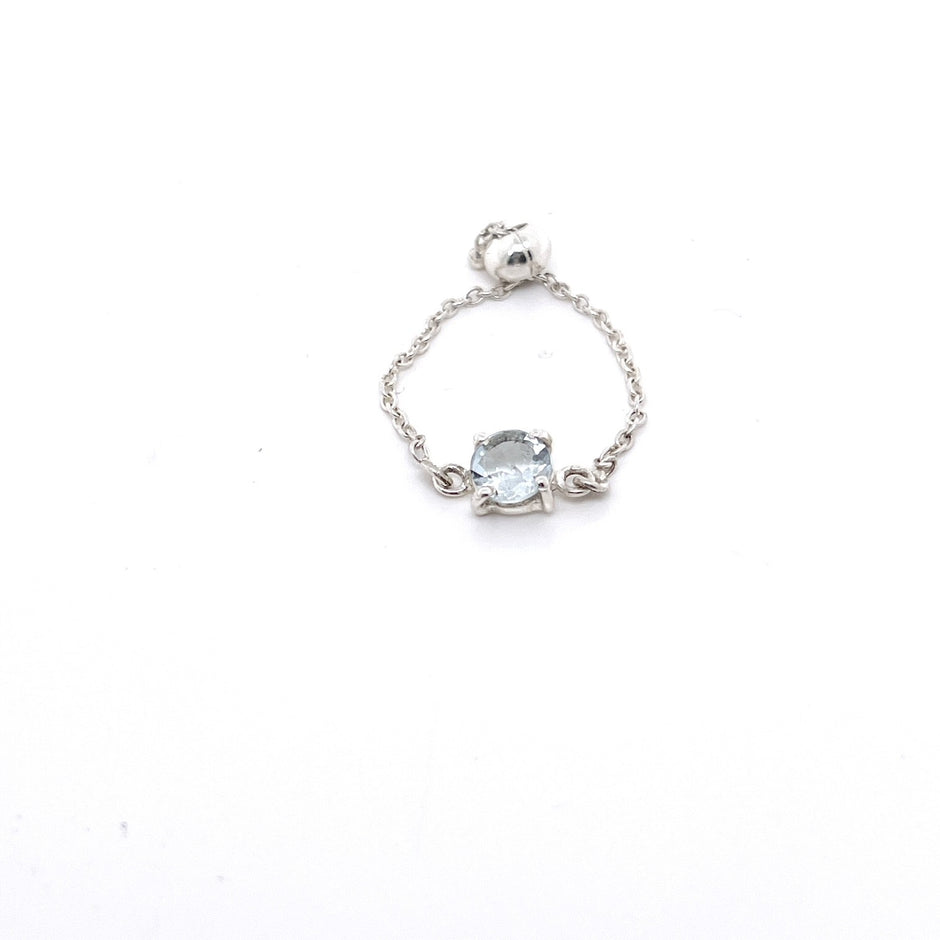 Sterling Silver Chain Ring with Aquamarine