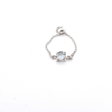 Sterling Silver Chain Ring with Aquamarine