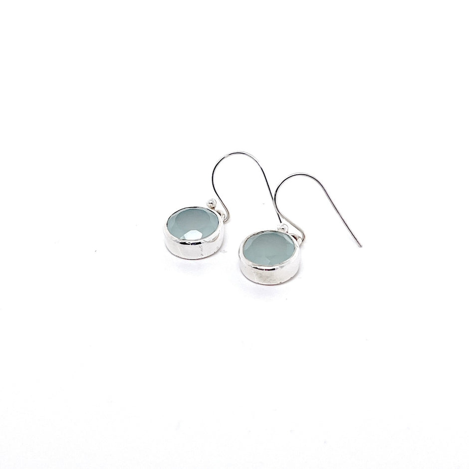 Sterling Silver Earrings with Natural Aquamarine