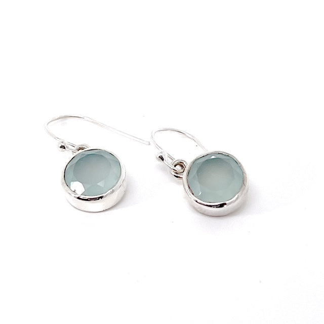 Sterling Silver Earrings with Natural Aquamarine