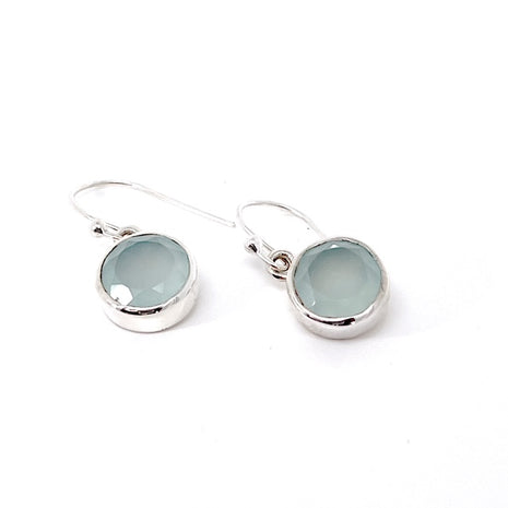 Sterling Silver Earrings with Natural Aquamarine