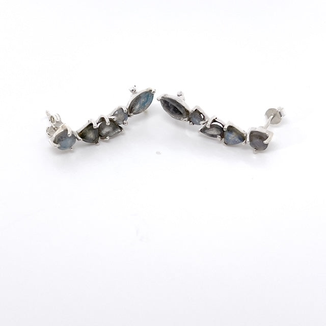 Sterling Silver Ear Climbers with Labradorite