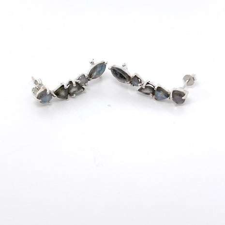 Sterling Silver Ear Climbers with Labradorite